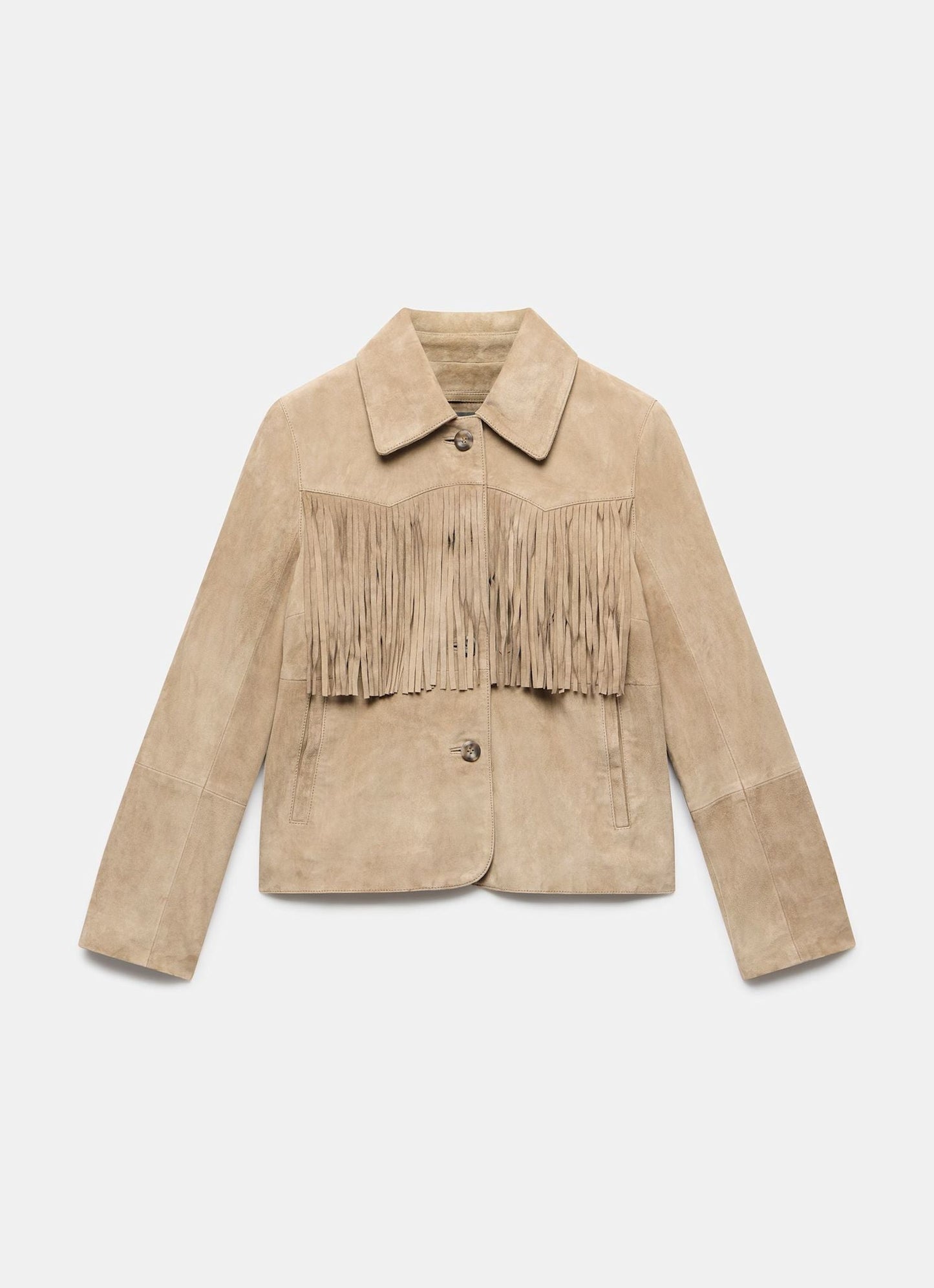 Neutral Suede Fringed Jacket