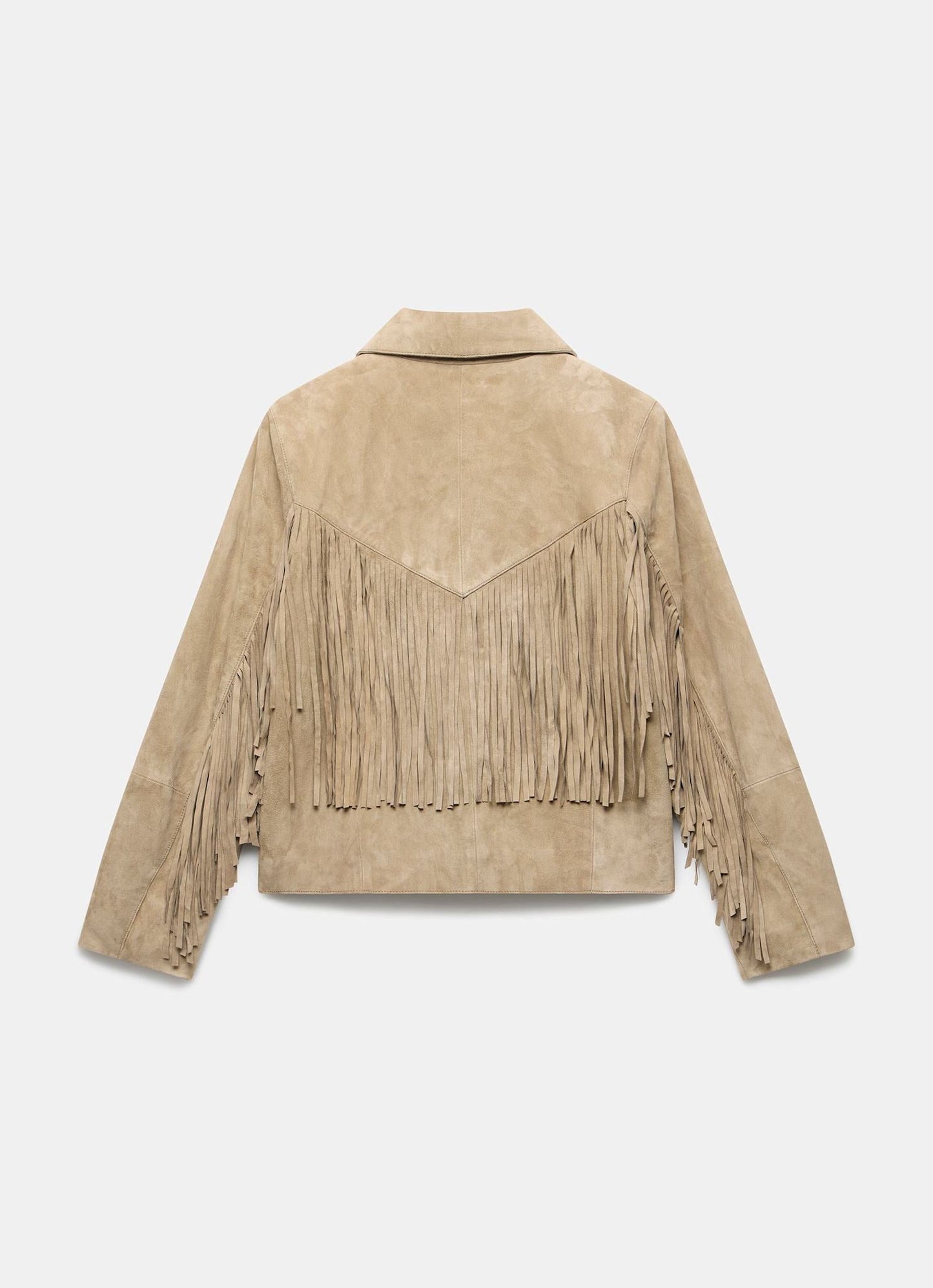 Neutral Suede Fringed Jacket