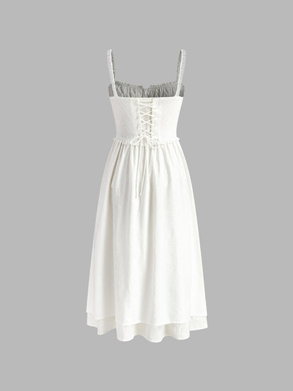 Ruffle Hem Cami Plain Midi Dress